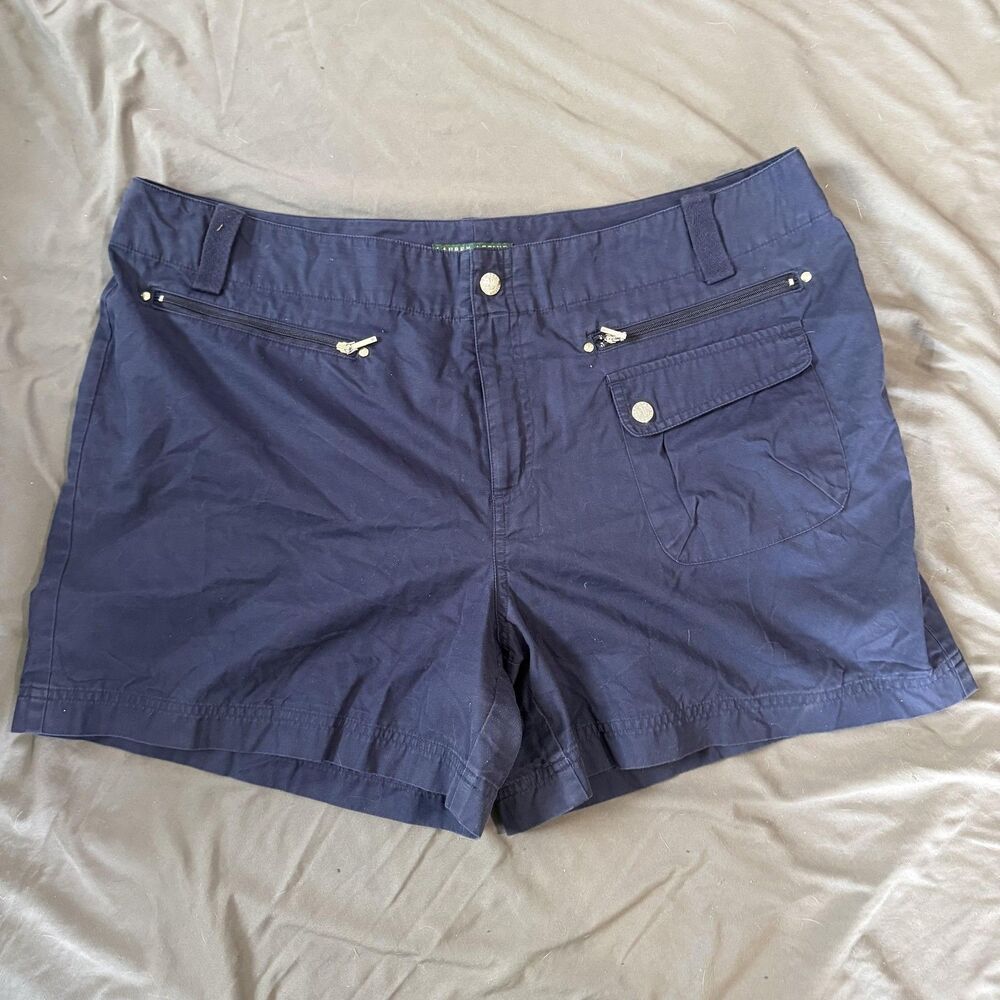 Lauren Ralph Lauren Shorts Womens 16 Blue Cargo Active Twill Casual Summer